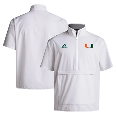 adidas Miami Hurricanes 2024 Coaches Sideline Half-Zip Short Sleeve Jacket