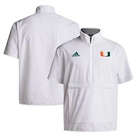 adidas Miami Hurricanes 2024 Coaches Sideline Half-Zip Short Sleeve Jacket