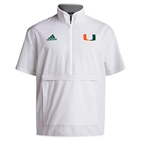 adidas Miami Hurricanes 2024 Coaches Sideline Half-Zip Short Sleeve Jacket