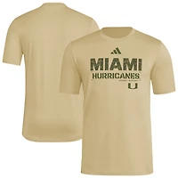 adidas Miami Hurricanes 2025 Military Appreciation Pre-Game AEROREADY T-Shirt