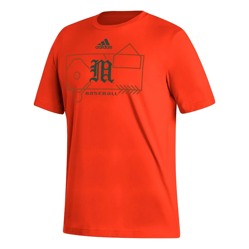 adidas Miami Hurricanes Locker Lines Baseball Fresh T-Shirt