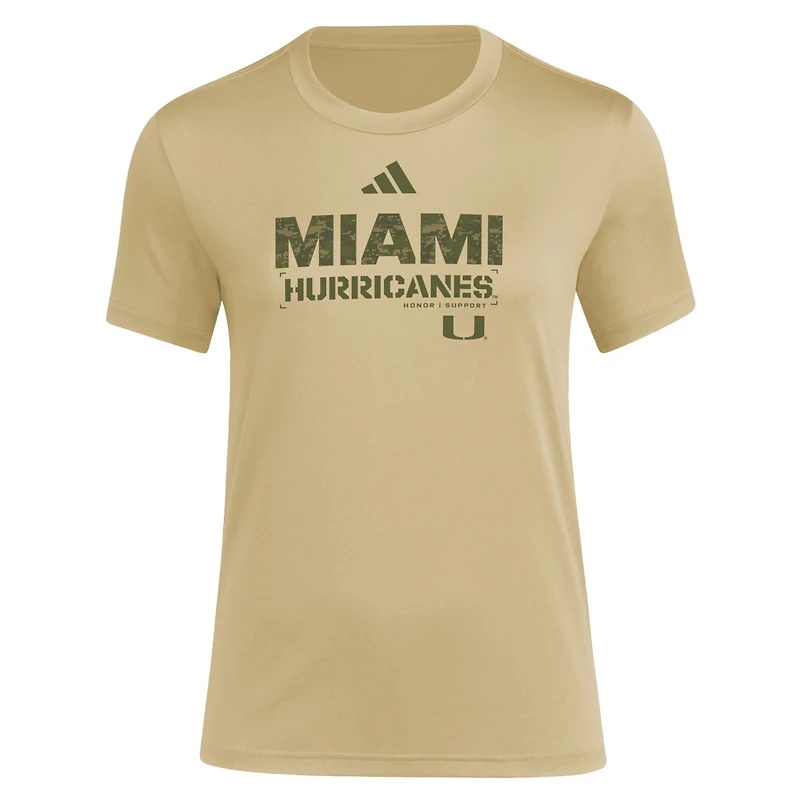 adidas Miami Hurricanes Salute to Service AEROREADY T-Shirt