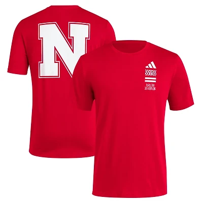 adidas Nebraska Huskers Reverse Retro Baseball 2 Hit T-Shirt