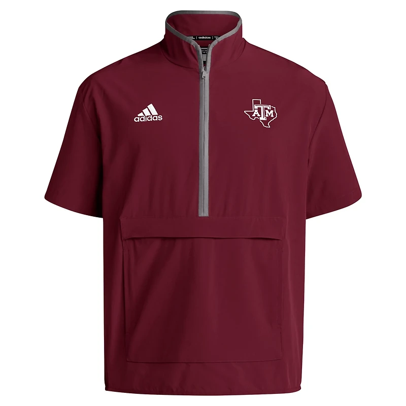 adidas Texas AM Aggies 2024 Coaches Sideline Half-Zip Short Sleeve Jacket