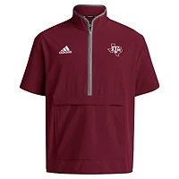 adidas Texas AM Aggies 2024 Coaches Sideline Half-Zip Short Sleeve Jacket