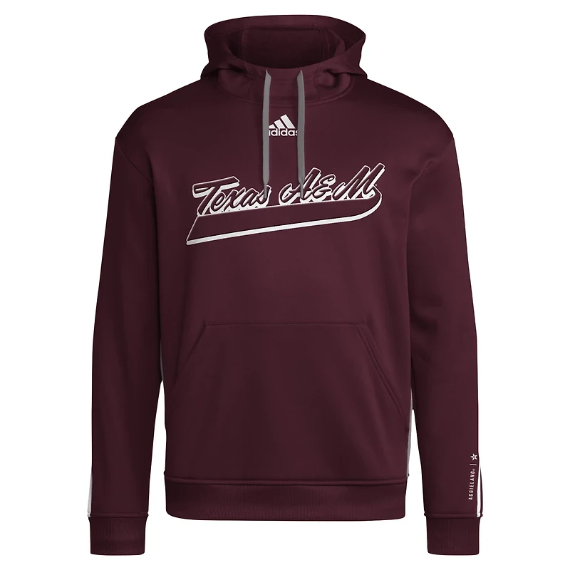 adidas Texas AM Aggies 2024 Sideline Travel Pullover Hoodie