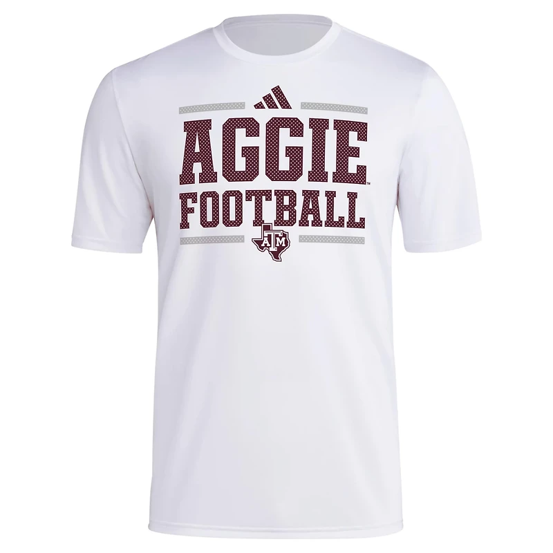 adidas Texas AM Aggies Locker Football Pre-Game AEROREADY T-Shirt