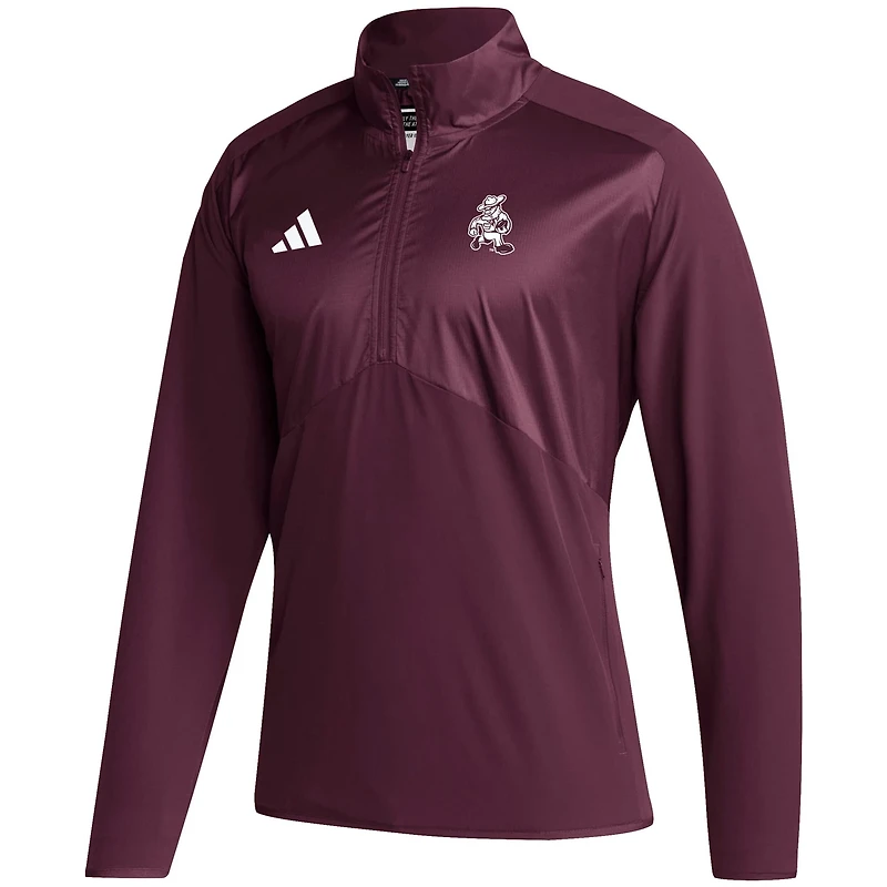 adidas Texas AM Aggies Ol' Sarge Sideline Woven Quarter-Zip Pullover Top