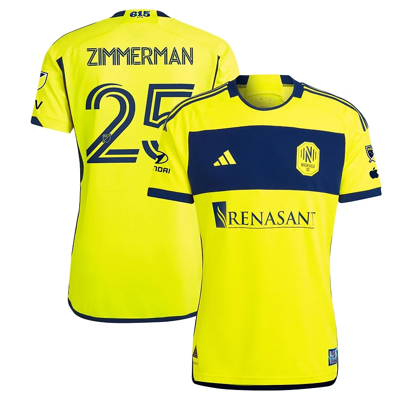 adidas Walker Zimmerman Nashville SC 2024 The 615 Kit Authentic Player Jersey