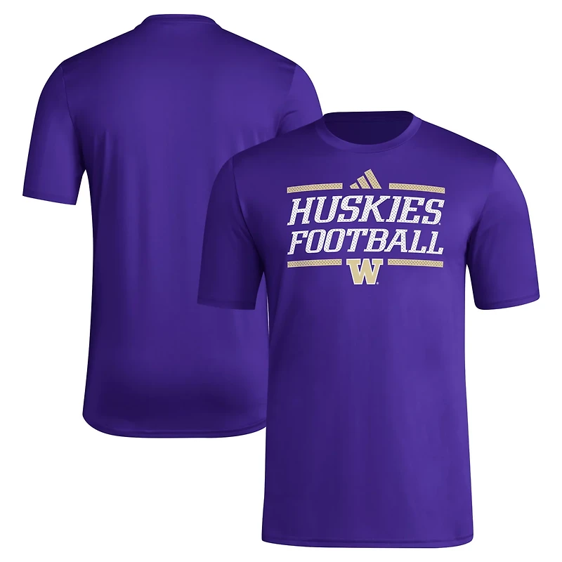 adidas Washington Huskies Locker Football Pre-Game AEROREADY T-Shirt