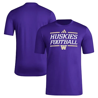 adidas Washington Huskies Locker Football Pre-Game AEROREADY T-Shirt