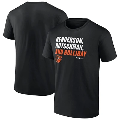 Adley Rutschman Gunnar Henderson  Jackson Holliday Baltimore Orioles Stacked Names T-Shirt