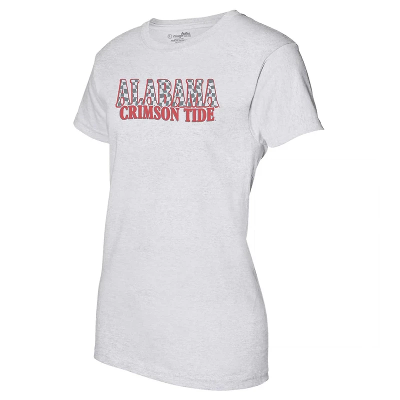 Alabama Crimson Tide Checkered Team Name Wavy Tri-Blend T-Shirt
