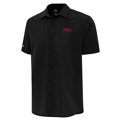 Antigua Arkansas Razorbacks Activate Woven Short Sleeve Button-Up Shirt