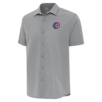 Antigua Chicago Cubs Activate Stars and Stripes Team Logo Short Sleeve Button-Up Shirt