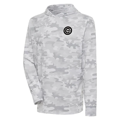 Antigua Chicago Cubs Brushed Metallic Logo Sector Pullover Hoodie