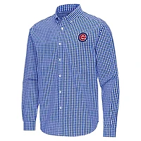 Antigua Chicago Cubs Ellis Woven Tri-Blend Button-Down Shirt