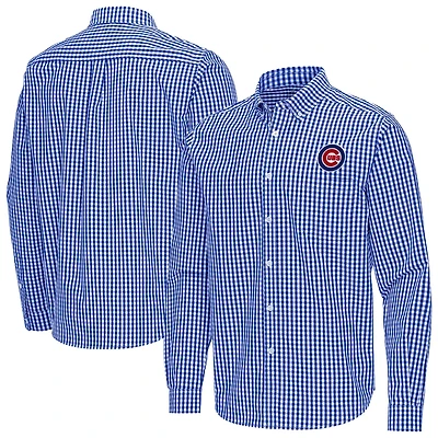 Antigua Chicago Cubs Ellis Woven Tri-Blend Button-Down Shirt