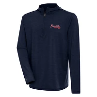 Antigua Heather Atlanta Braves Tidy Quarter-Zip Hoodie