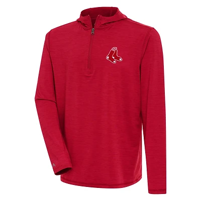 Antigua Heather Boston Sox Tidy Quarter-Zip Hoodie