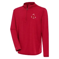 Antigua Heather Boston Sox Tidy Quarter-Zip Hoodie