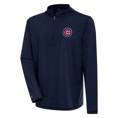 Antigua Heather Chicago Cubs Tidy Quarter-Zip Hoodie