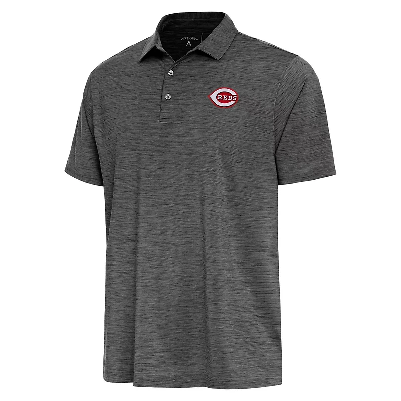 Antigua Heather Cincinnati Reds Layout Polo