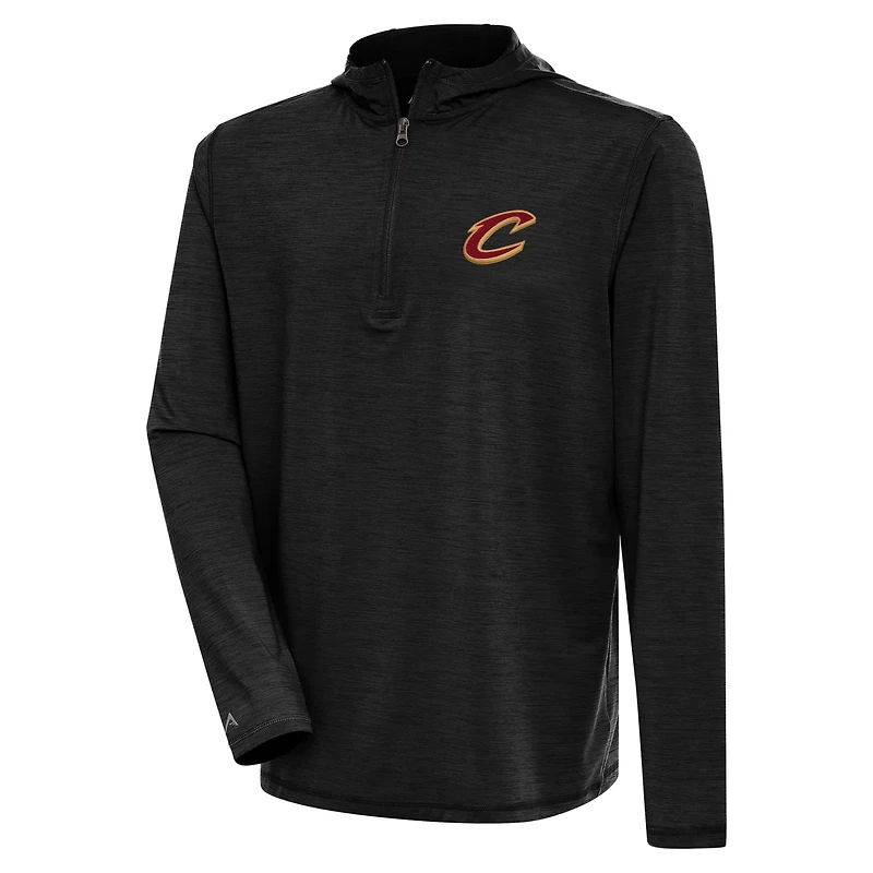 Antigua Heather Cleveland Cavaliers Tidy Quarter-Zip Lightweight Pullover Top