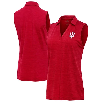 Antigua Heather Crimson Indiana Hoosiers Layout Sleeveless V-Neck Polo