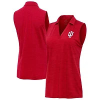 Antigua Heather Crimson Indiana Hoosiers Layout Sleeveless V-Neck Polo