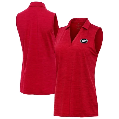 Antigua Heather Georgia Bulldogs Layout Sleeveless V-Neck Polo