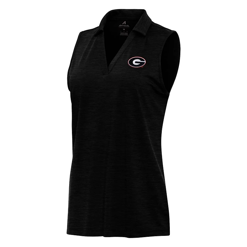 Antigua Heather Georgia Bulldogs Layout Sleeveless V-Neck Polo