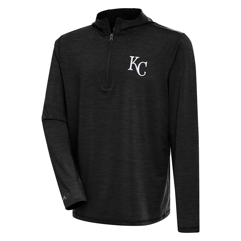 Antigua Heather Kansas City Royals Tidy Quarter-Zip Hoodie