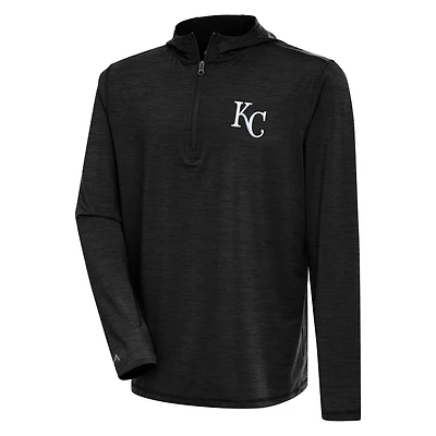Antigua Heather Kansas City Royals Tidy Quarter-Zip Hoodie
