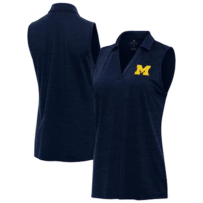 Antigua Heather Michigan Wolverines Layout Sleeveless V-Neck Polo