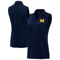 Antigua Heather Michigan Wolverines Layout Sleeveless V-Neck Polo