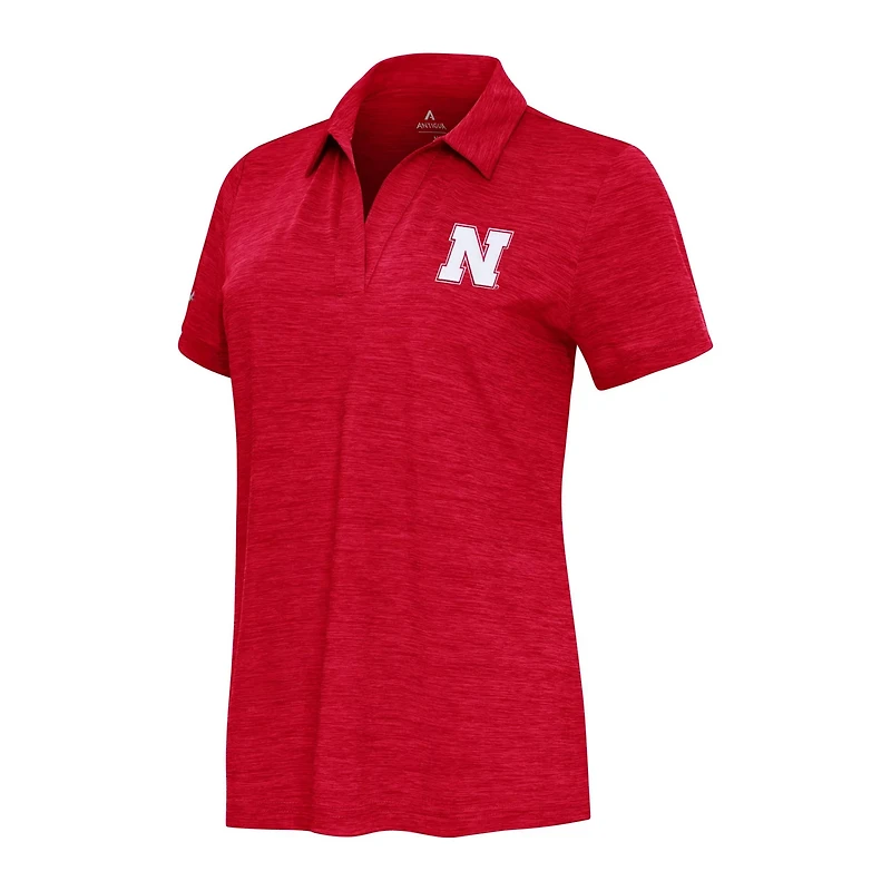 Antigua Heather Nebraska Huskers Layout V-Neck Polo