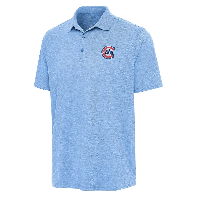 Antigua Heather Powder Chicago Cubs Alternate Logo Par 3 Polo