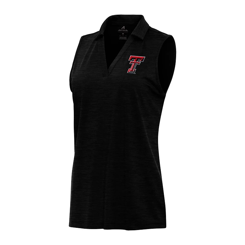 Antigua Heather Texas Tech Raiders Layout Sleeveless V-Neck Polo