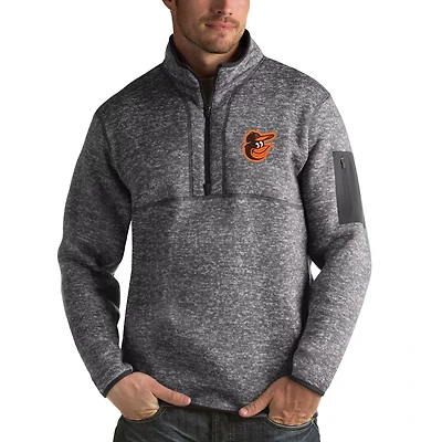 Antigua Heathered Baltimore Orioles Fortune Half-Zip Sweater