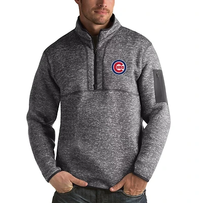 Antigua Heathered Chicago Cubs Fortune Half-Zip Sweater