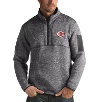 Antigua Heathered Cincinnati Reds Fortune Half-Zip Sweater