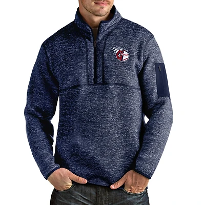 Antigua Heathered Cleveland Guardians Fortune Quarter-Zip Pullover Jacket