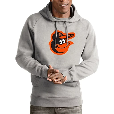 Antigua Heathered Gray Baltimore Orioles Victory Pullover Hoodie