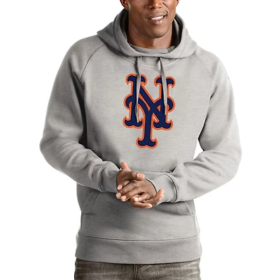 Antigua Heathered Gray New York Mets Victory Pullover Hoodie