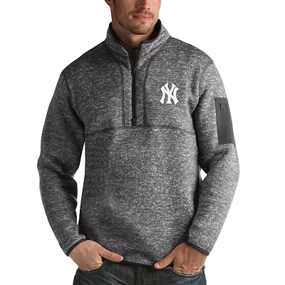 Antigua Heathered New York Yankees Fortune Half-Zip Sweater