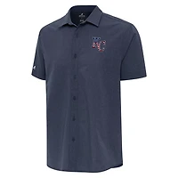 Antigua Kansas City Royals Activate Stars and Stripes Team Logo Short Sleeve Button-Up Shirt