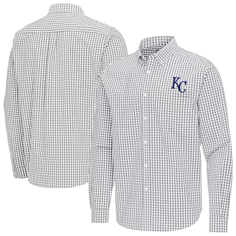 Antigua Kansas City Royals Ellis Woven Tri-Blend Button-Down Shirt