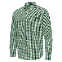 Antigua Kelly Boston Celtics Ellis Woven Tri-Blend Button-Down Shirt