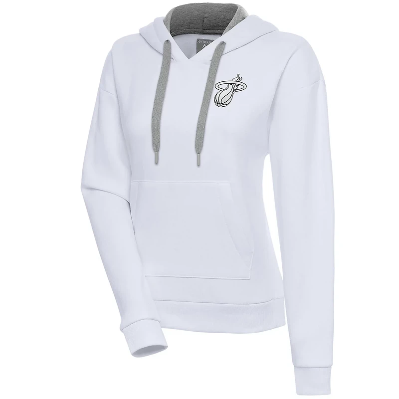 Antigua Miami Heat Brushed Metallic Victory Pullover Hoodie
